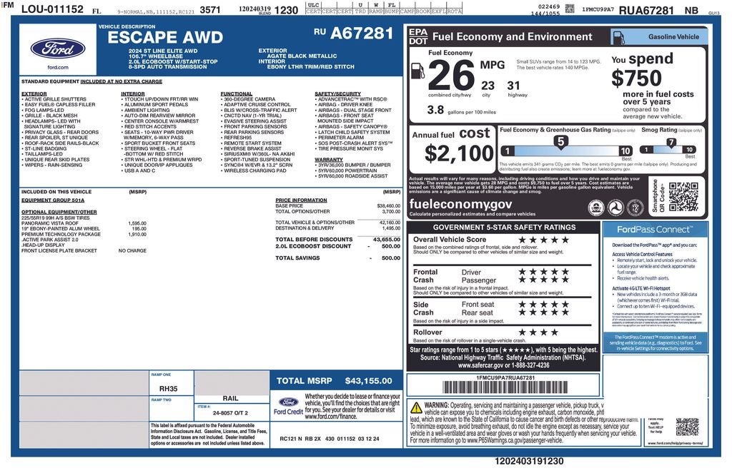 2024 Ford Escape ST-Line Elite