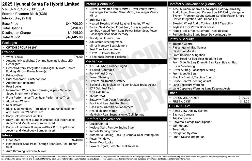 2025 Hyundai SANTA FE HYBRID Limited