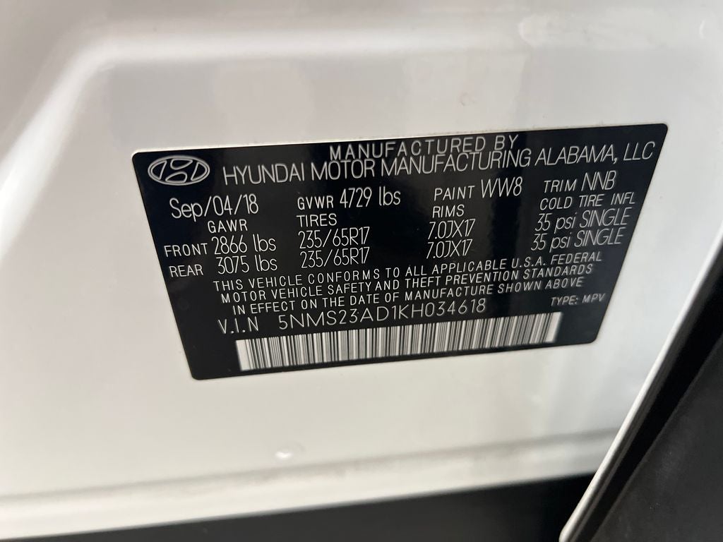 2019 Hyundai SANTA FE SE