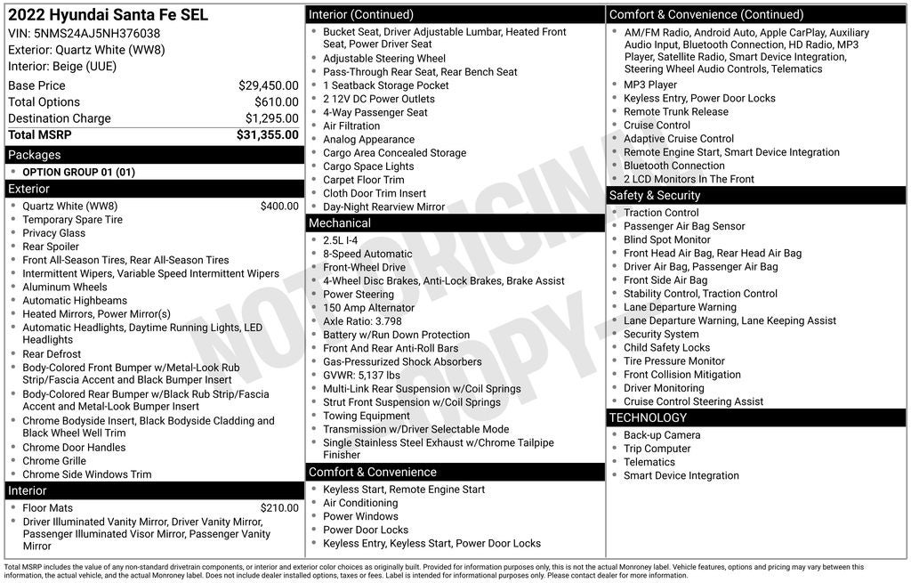 2022 Hyundai SANTA FE SEL