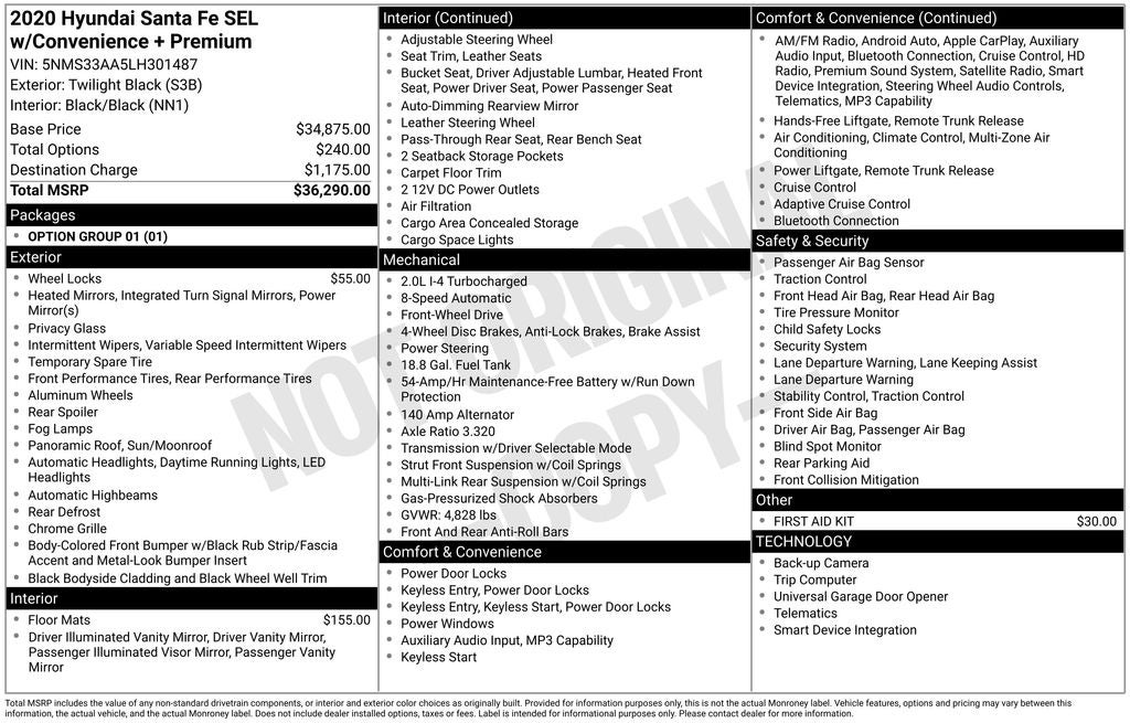 2020 Hyundai SANTA FE SEL