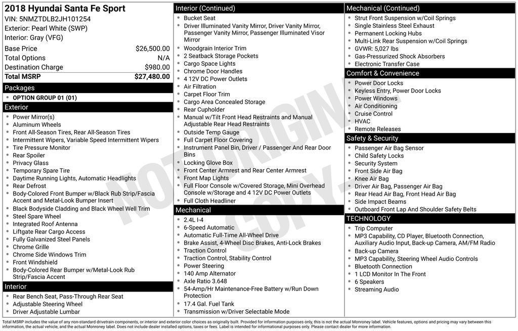 2018 Hyundai SANTA FE SPORT 2.4 Base