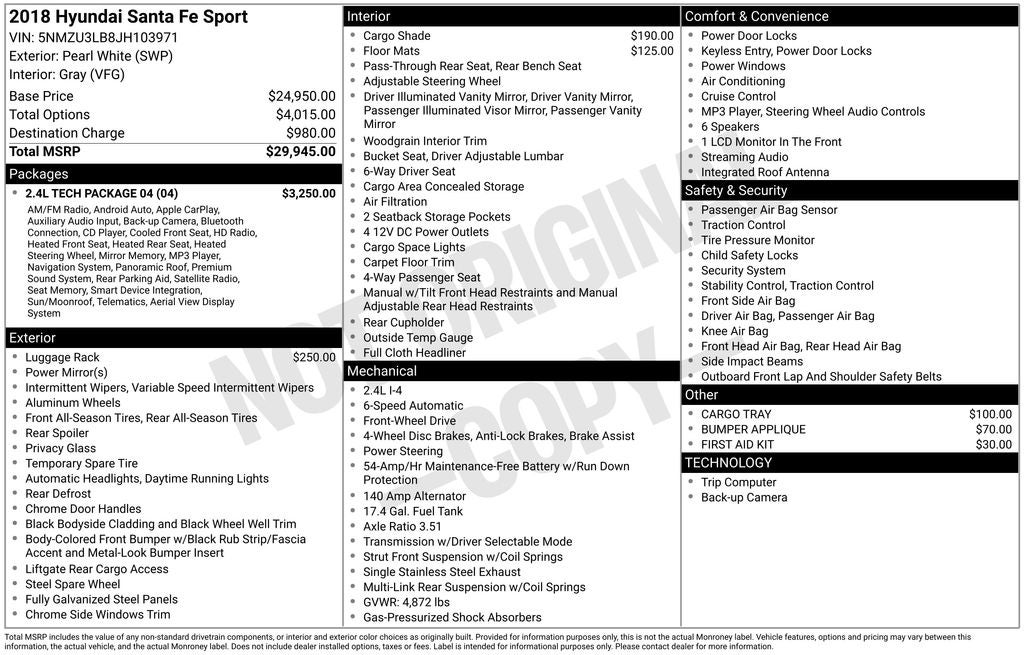 2018 Hyundai SANTA FE SPORT 2.4 Base