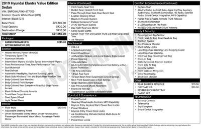 2019 Hyundai ELANTRA Value Edition