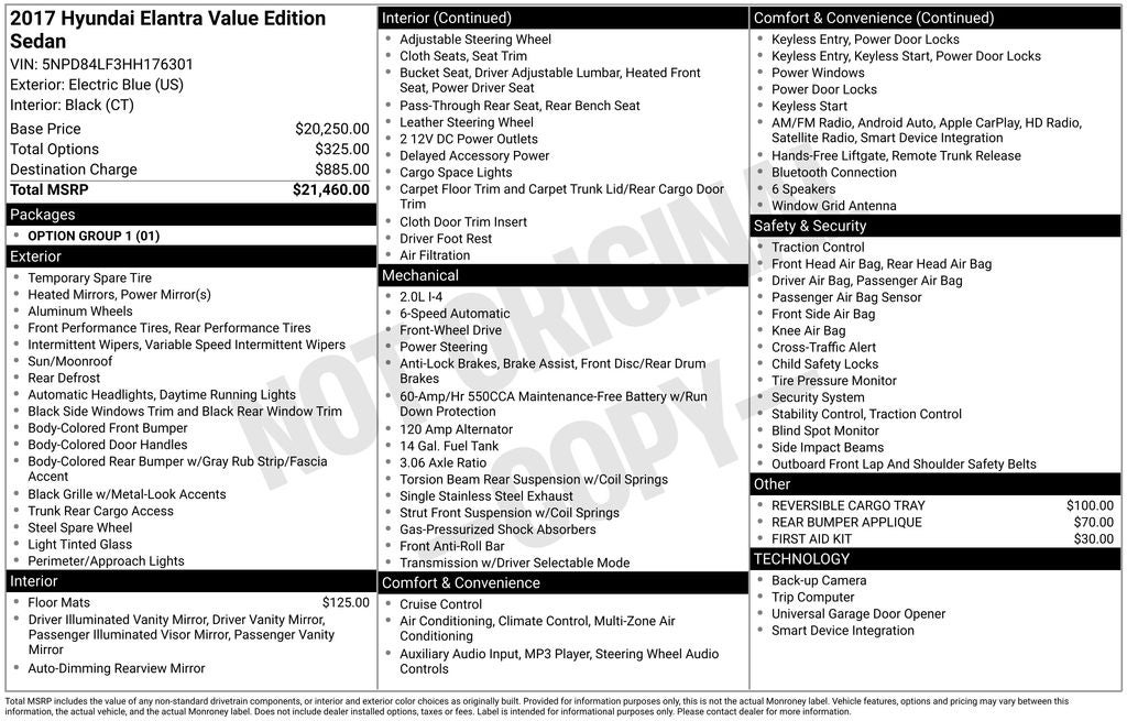 2017 Hyundai ELANTRA Value Edition