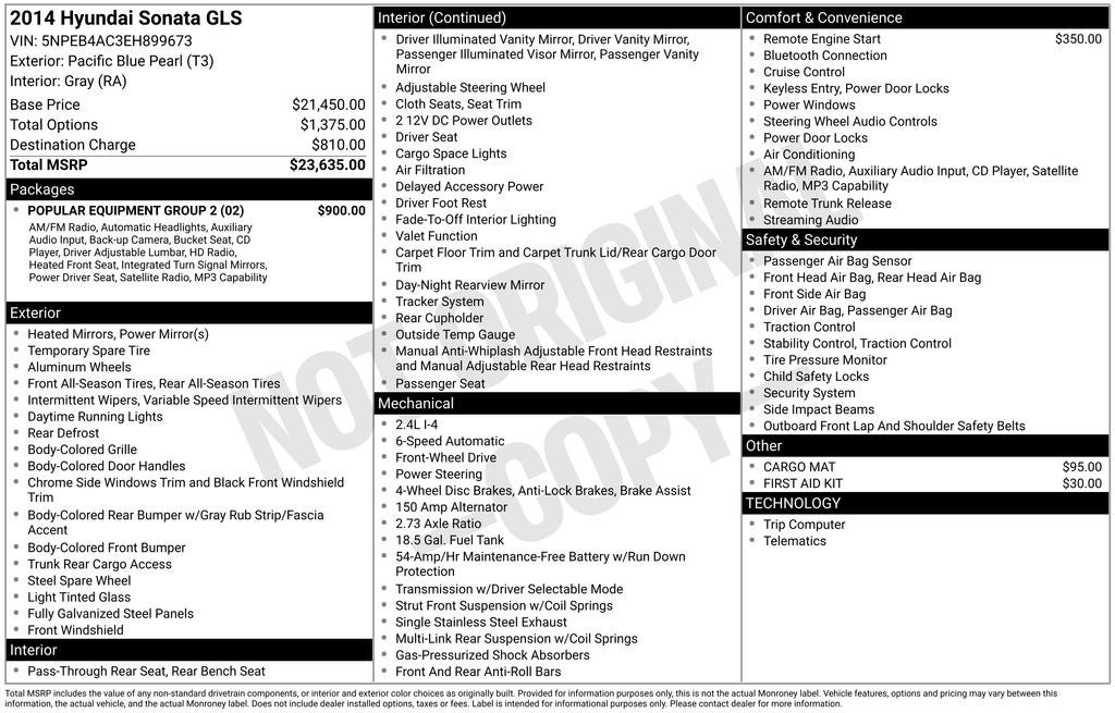 2014 Hyundai SONATA GLS