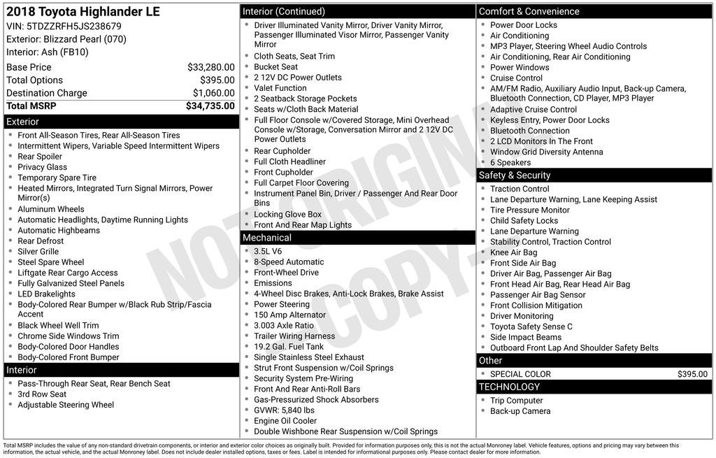 2018 Toyota Highlander LE