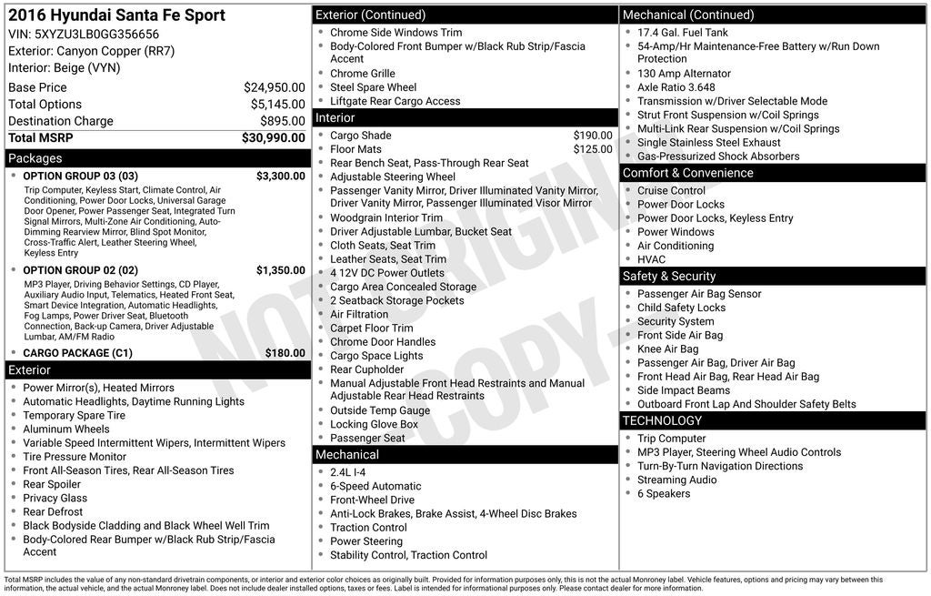2016 Hyundai SANTA FE SPORT 2.4 Base