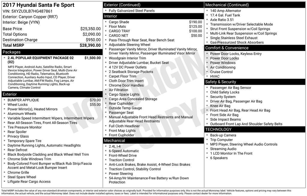 2017 Hyundai SANTA FE SPORT 2.4 Base