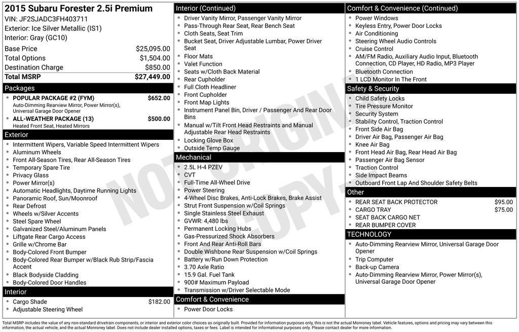 2015 Subaru Forester 2.5i Premium
