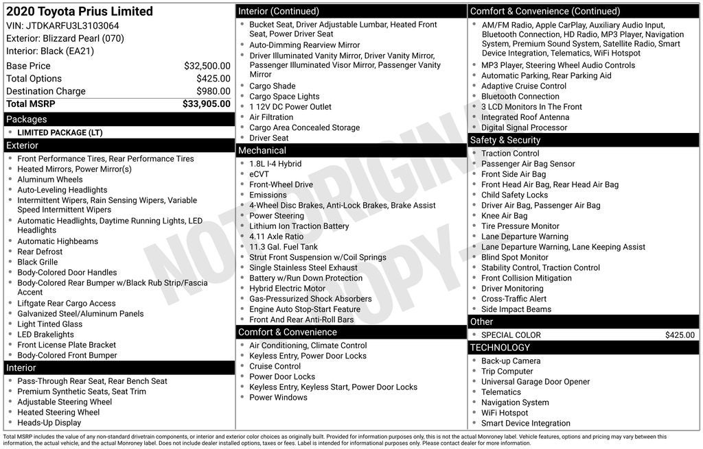 2020 Toyota Prius Limited