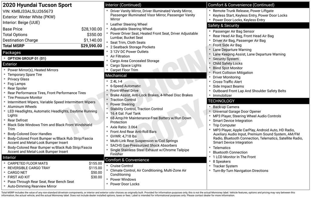 2020 Hyundai TUCSON Sport