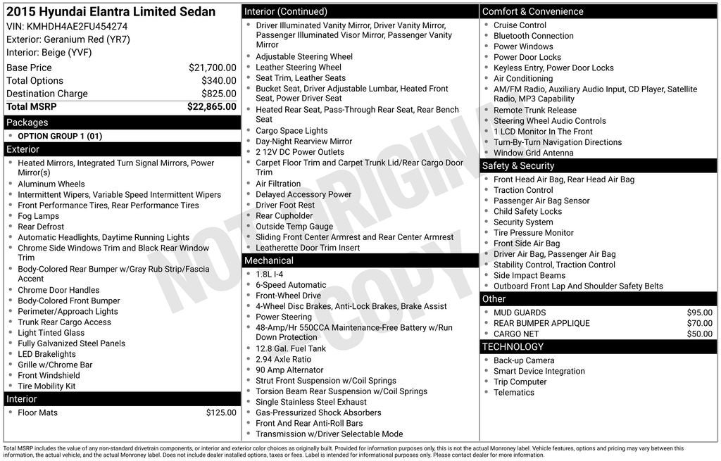 2015 Hyundai ELANTRA Limited