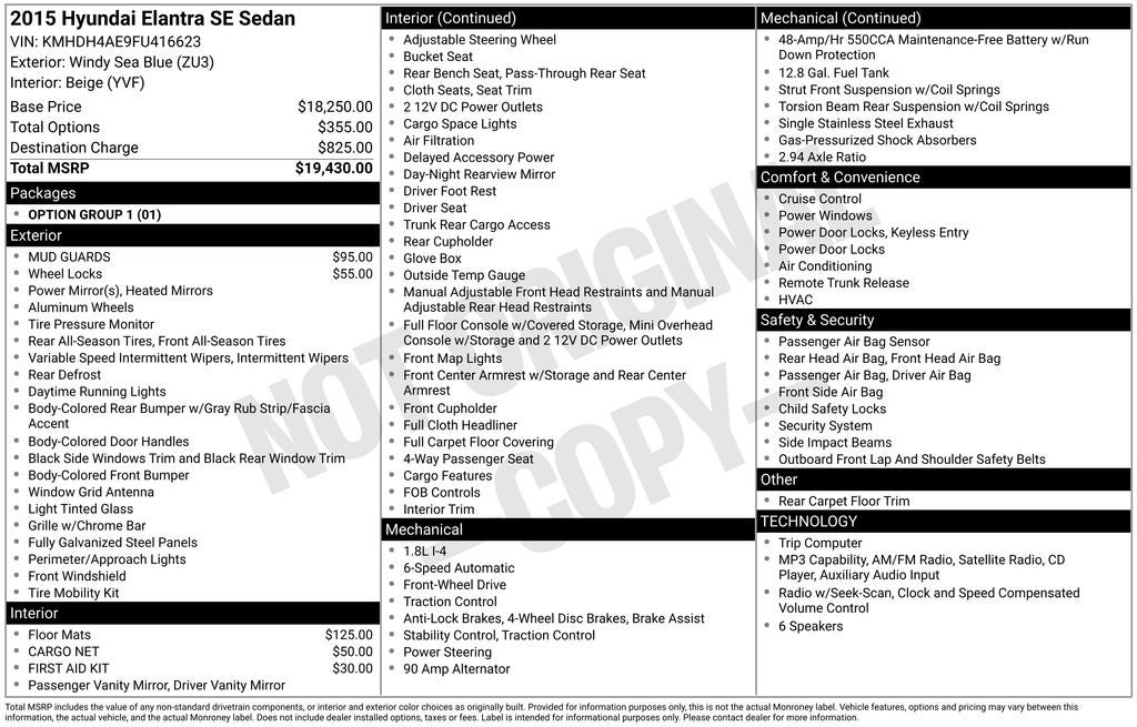2015 Hyundai ELANTRA SE