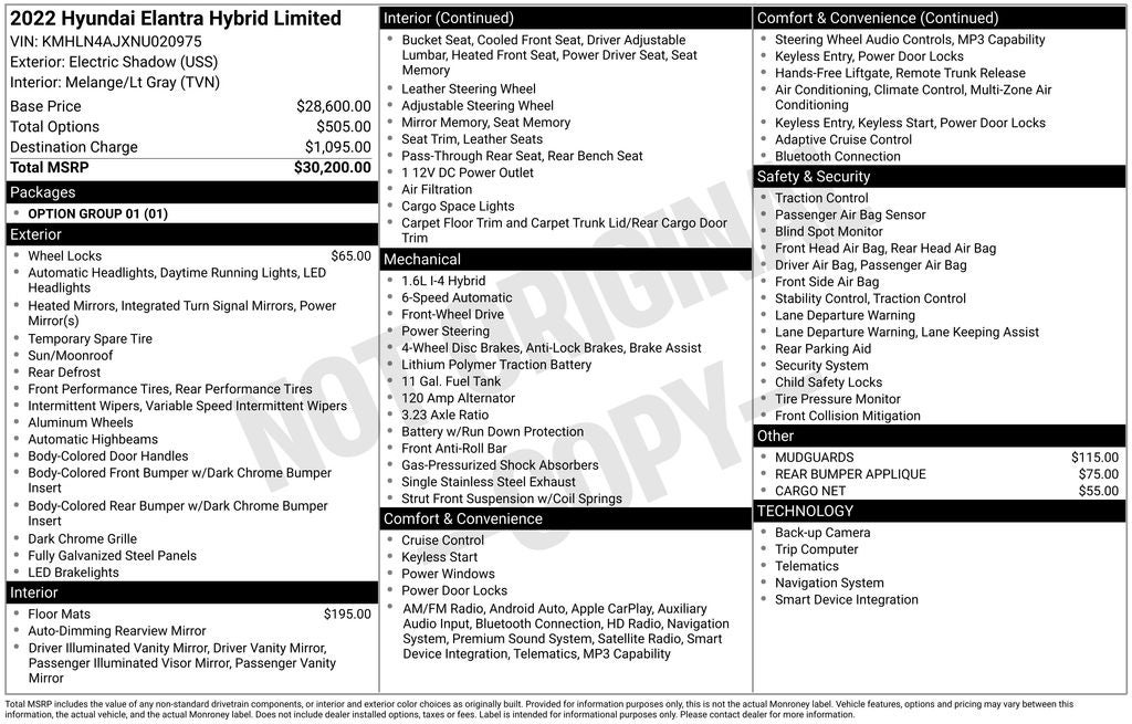 2022 Hyundai ELANTRA HYBRID Limited