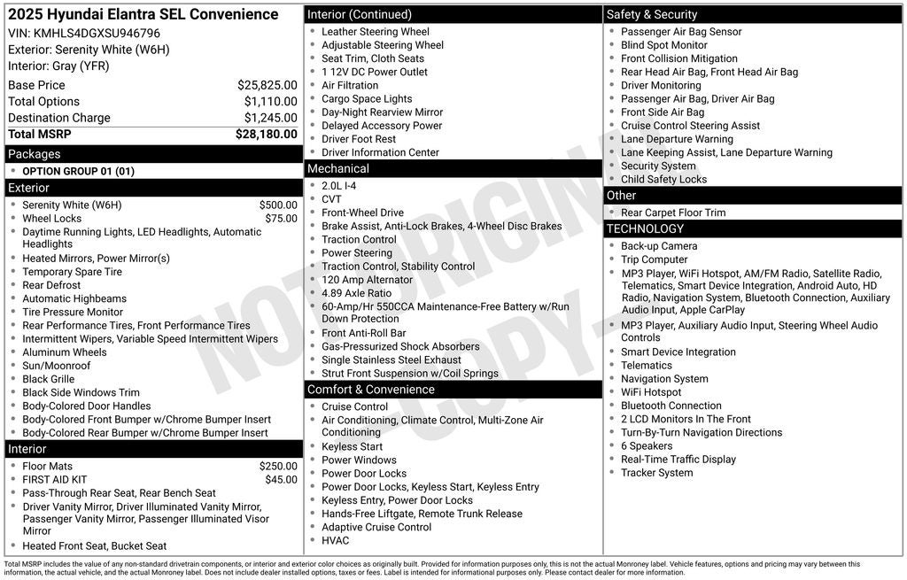 2025 Hyundai ELANTRA SEL Convenience