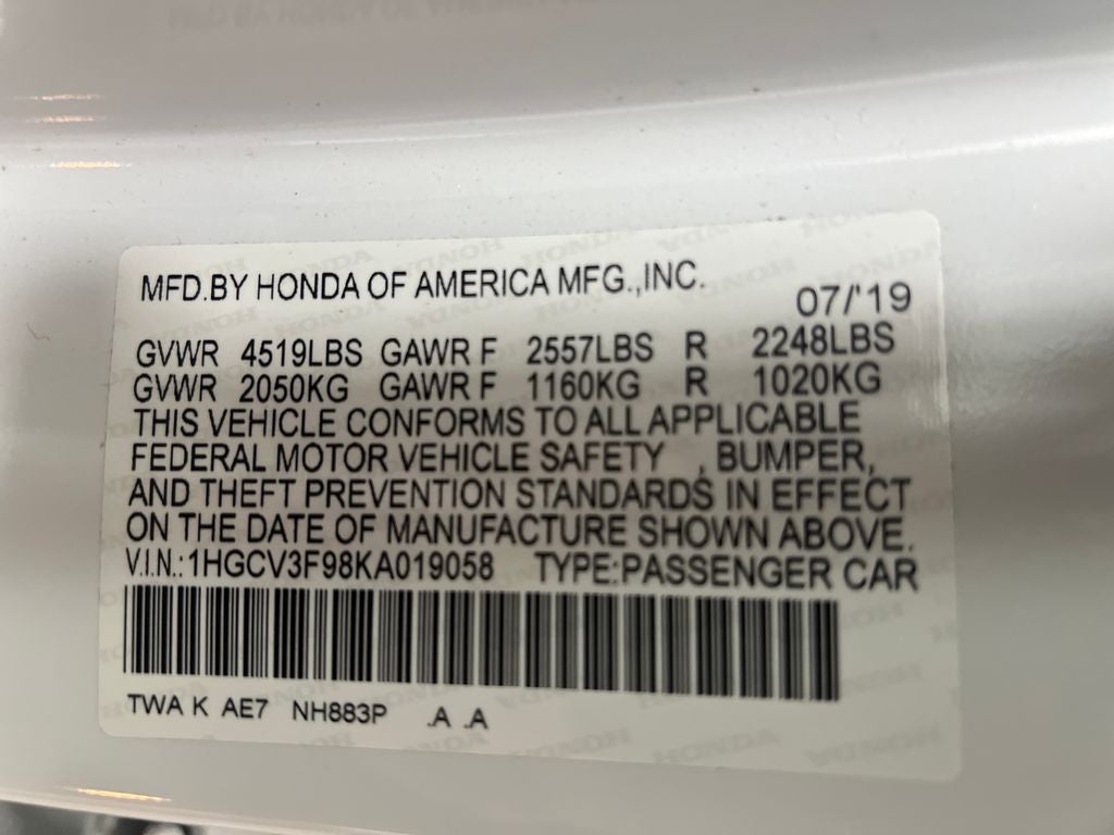 2019 Honda Accord Hybrid Touring