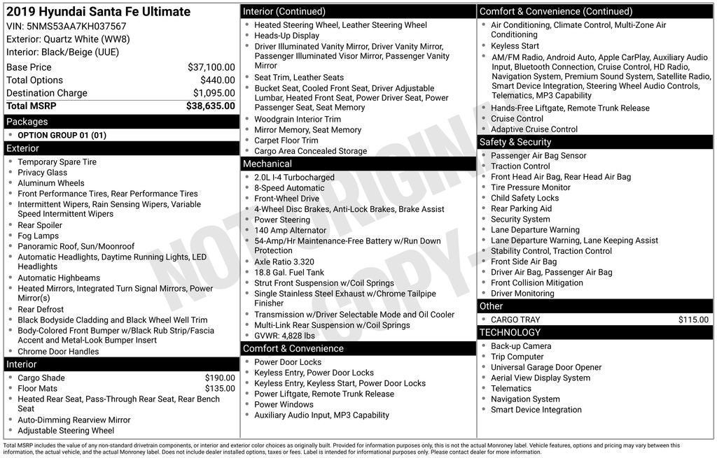 2019 Hyundai SANTA FE Ultimate
