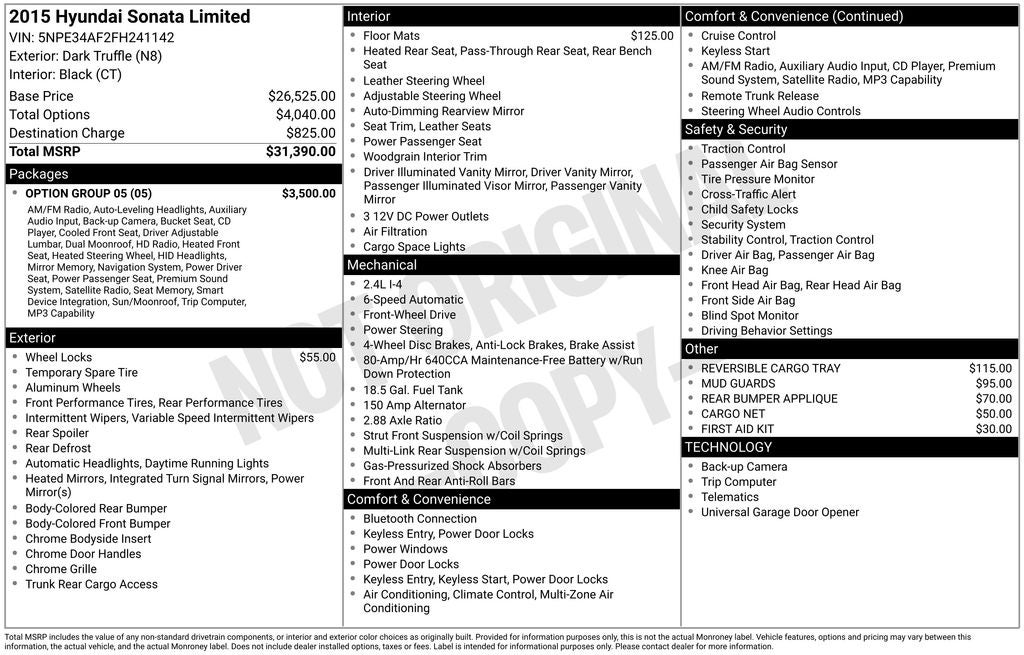 2015 Hyundai SONATA Limited
