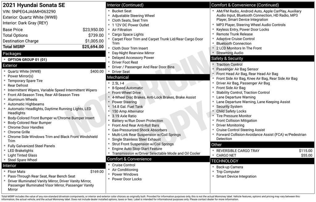 2021 Hyundai SONATA SE