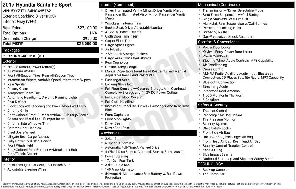 2017 Hyundai SANTA FE SPORT 2.4 Base