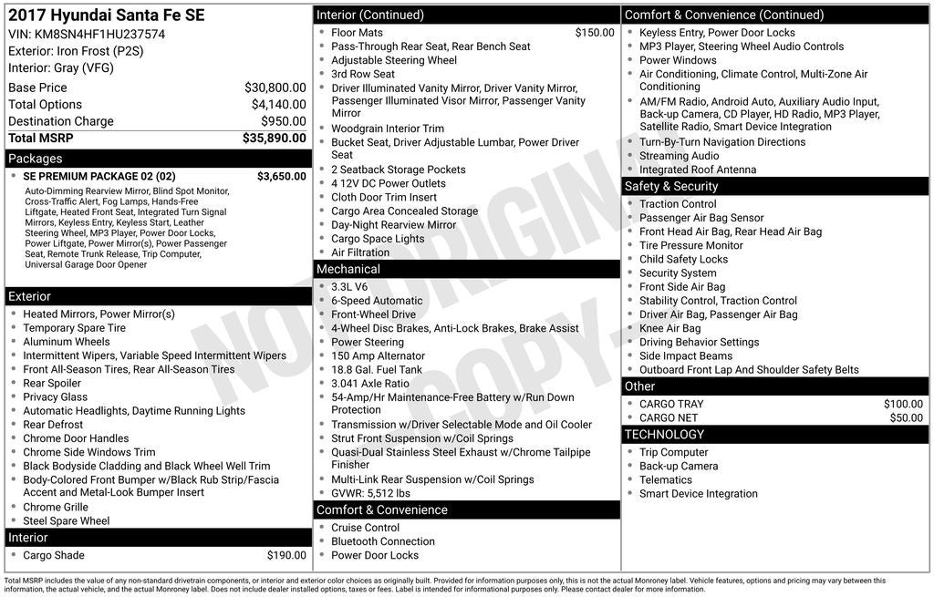 2017 Hyundai SANTA FE SE