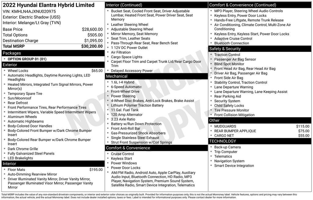 2022 Hyundai ELANTRA HYBRID Limited