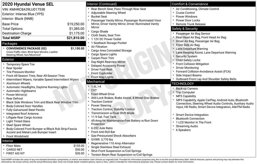 2020 Hyundai VENUE SEL